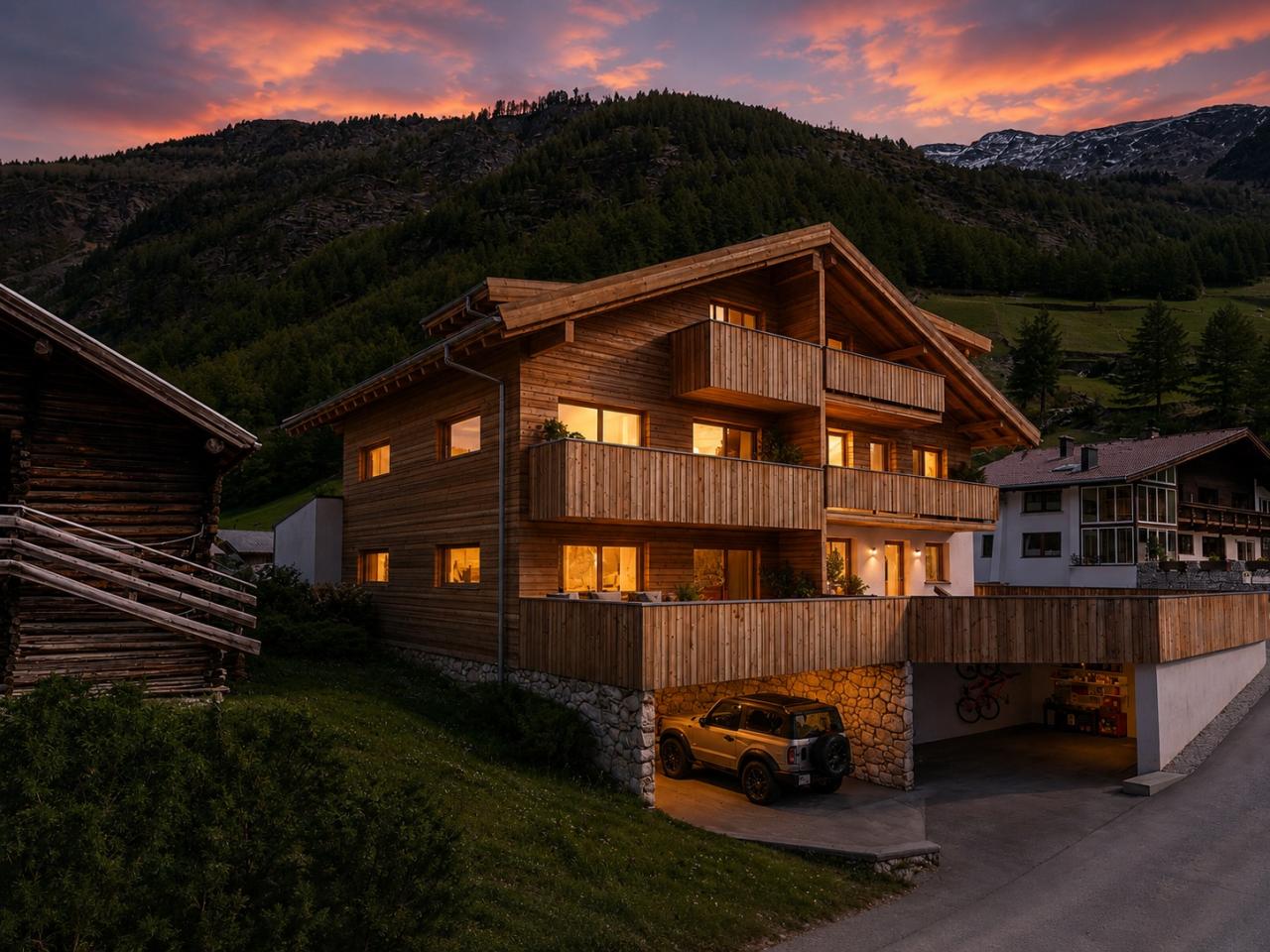 chalet-styrolia-bild-visualisierung-aussenansicht-abendstimmung